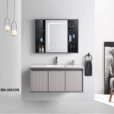 China Modern Brand New Modern Light Luxury Bathroom Cabinet Set With LED Light Make Up Mirror for sale