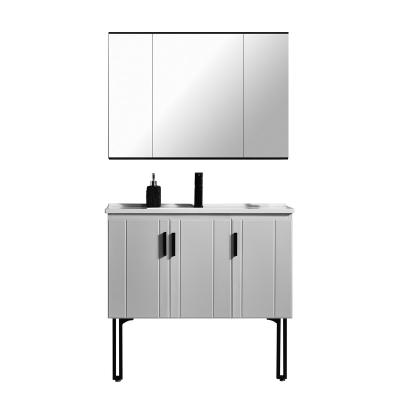 China Material Origin Marine Type Square Usage Hotel Modern White Color Milk Style Mirror Cabinet Bathroom Stainless Steel Cabinet for sale