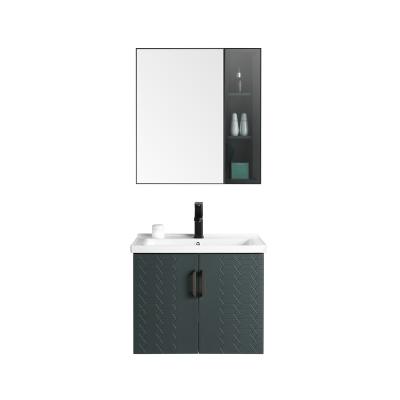 China Modern Surreal Irregular Pattern Simple Hanging Bath Vanity Stainless Steel Material Cosmetic Cabinet With Black Handles for sale