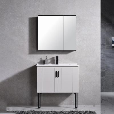 China Modern Trendy Matt White Wall Hung Signature Hardware Vanity For Sale Stainless Steel Door Frame Bath Cabinet for sale