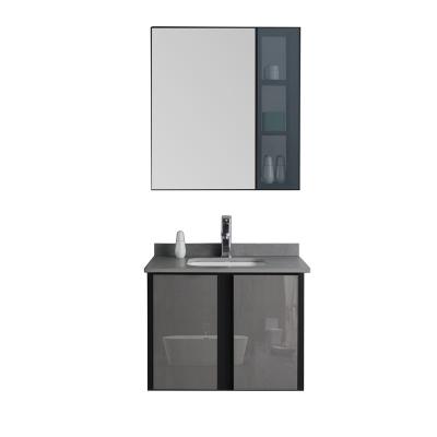 China Gray Marble Countertop Bathroom Modern Heavy Cabinet Set Soft Accessories AL Style Graphic Mirror Carcass Type 600cm Simple Hotel Sale for sale