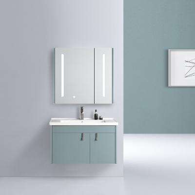 China Large Modern Light Modern Bathroom Furniture Stainless Steel Storage Green Bathroom Vanity Led Lighted Mirrors For Home for sale