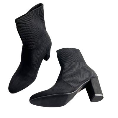 China New Arrivals Knitted Cloth Sock Boots Chunky Comfortable Lightweight Women's High Heel Women's Boots Knitting Boots 2021 for sale