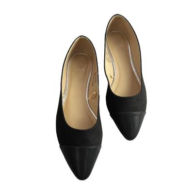 China Matte Black Color Ladies Shoes Microsuede Flat Shoes Ladies Dress Flats Shoes 2021 for sale