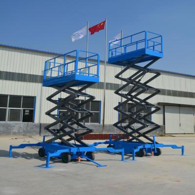 China Hotels START 6M 9M 11M Portable Electric 10m Man Staff Lifts Push Around Mobile Scissor Lift for sale