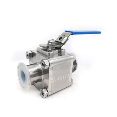 China Petroleum Sanitary Stainless Steel PTFE Jacketed Tri Flange 3pcs Ball Valves for sale