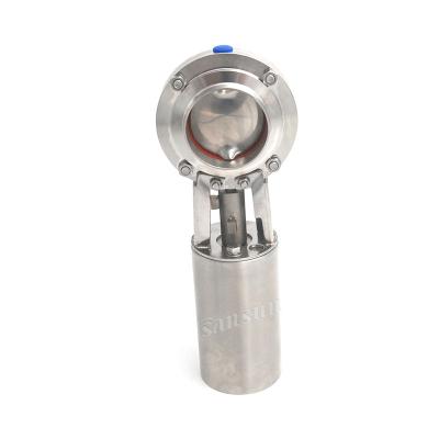 China General SS304/SS316L Stainless Steel Hygienic-Sanitary Welded Butterfly Valve With Pneumatic Actuator for sale