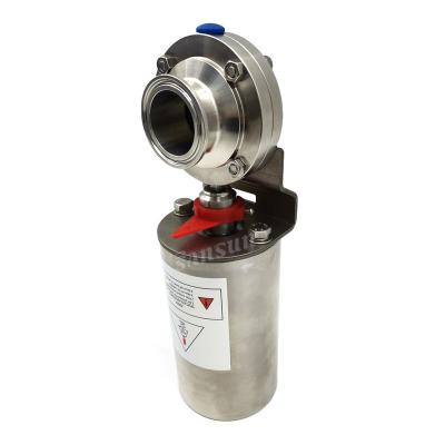 China General Sanitary Stainless Steel Flange End Pneumatic Actuator Butterfly Valve For Dairy for sale