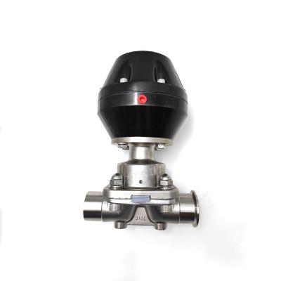 China Dairy 1.4404/1.4301 Stainless Steel Tri Clamp Sanitary Diaphragm Valve With Plastic Pneumatic Actuator for sale