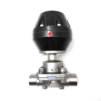 China Dairy Hygienic Welded Stainless Steel Sanitary Diaphragm Valve With Pneumatic Actuator for sale