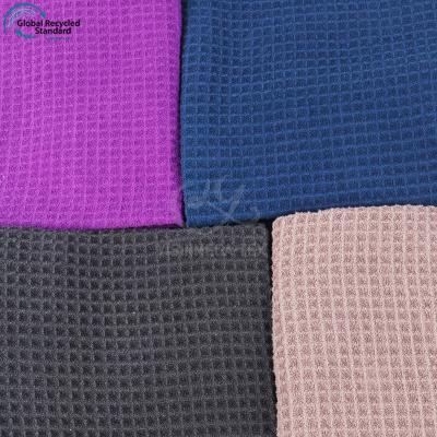 China GRS Anti-Static Recycled 80% Polyester 20% Polyamide Solid Color Durable Waffle Microfiber Fabric For Face Towels for sale