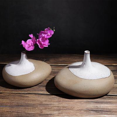 China Chinese Vase Zen Pebbles Rough Pottery Pitted Ceramic Ornaments for sale