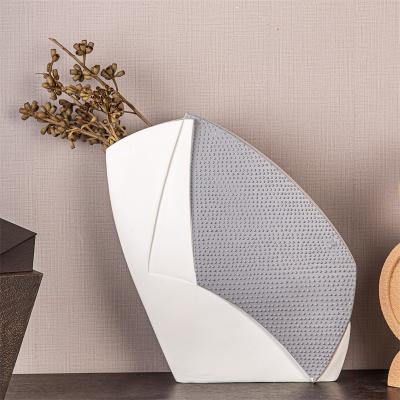 China Minimalist modern white and gray ceramic vases for home decor table sculpture for sale