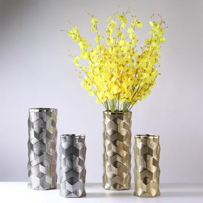 China Nordic Light Luxury Postmodern Ceramic Plating Vase Vase Decoration for sale