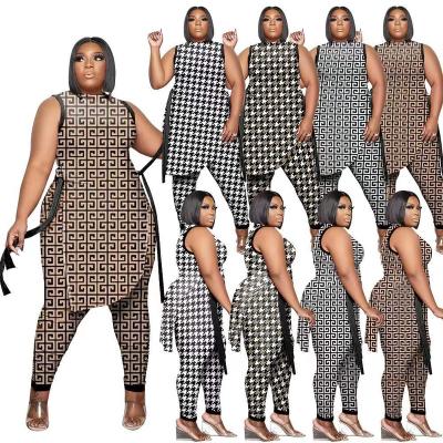 China Sustainable Fashion Print Invest Long Tops And Pants Gaiters Peeling Sets Two Piece Women Pants Set Plus Size Womens Clothing 4XL 5XL for sale