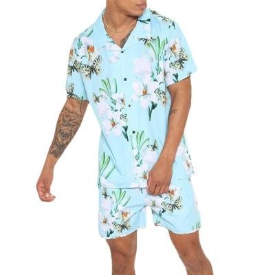 China QUICK DRY Hawaiian Set Mens Printing Set Short Sleeve Summer Casual Floral Shirt Beach Two Piece Suit 2022 New Fashion Men's Sets for sale