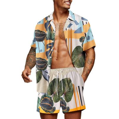 China QUICK DRY Vacation Beach Short Sleeve Shirt Beach Pants Two Piece Set Matching Casual Suits Print Men's Shorts Set Summer for sale