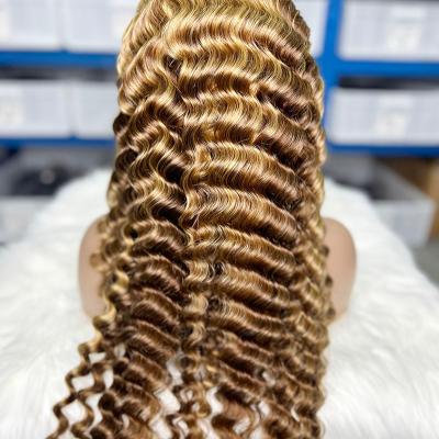 China Custom Deep Wave Hair Cover Fashion Color, 100% Real Human Hair Brazilian Water Wave, Sheer Swiss Lace 13x413x6 for sale