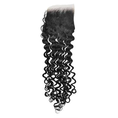 China Wholesale Deep Wave Lace Front Closure 4x4 13x4 Brazilian 100% Real Hair Blocks, Sheer Lace, Deep Wave Texture Wave for sale