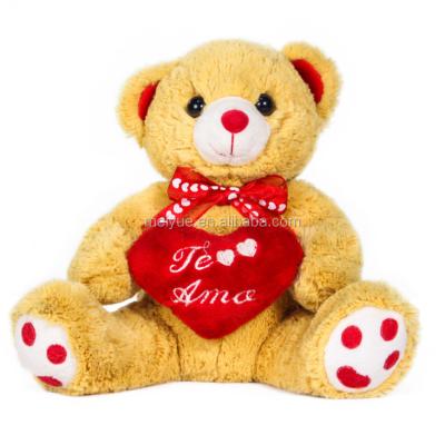 China High Quality Stuffed Plush Toy Yellow Teddy Bear With Heart / Valentine Bear for sale