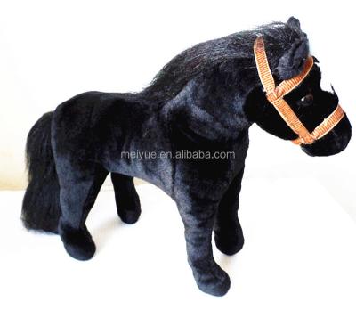 China Plush Holding Black Horse Stuffed Realistic Soft Good Toy Horse for sale