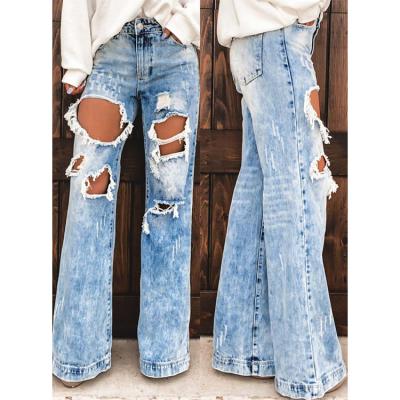 China 2021 Fashion Breathable Distressed High Quality Casual Denim Ripped Jeans High Waist Jeans Women Panties for sale