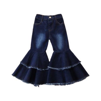 China QUICK DRY Wholesale Fashion Elastic Waist Denim Rocket Pants Girl's Bell Bottom Pants for sale