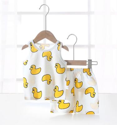 China Summer Baby Anti-wrinkle Sets 100% Cotton Cartoon Pattern Sleeveless Lightly for sale