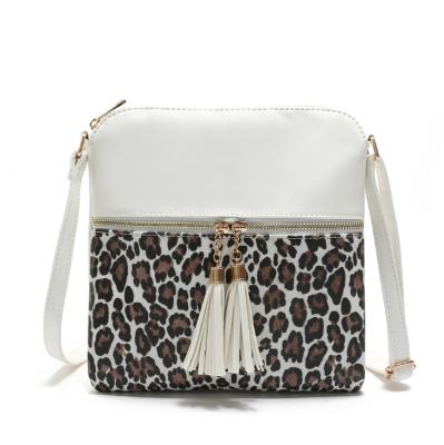 China Hot Selling PU Tassel Bag Women Leopard Leather Cross - Body Bag for sale