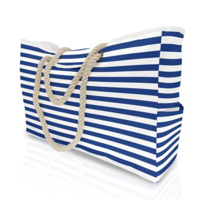 China Polyester China Factory Direct Hot Selling Monogram Striped Fashionable Large Capacity Beach Bags for sale