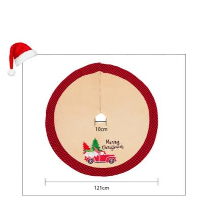 China Personalized Eco-Friendly Red Christmas Tree Decoration Monogram Plaid Christmas Tree Skirt for sale