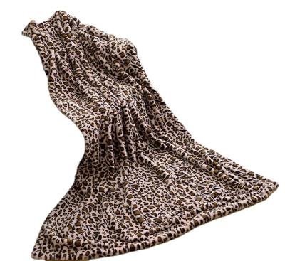 China Anti-static Microfiber Plush Flannel Throw Blanket Leopard Faux Fur Fleece Blankets for sale