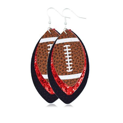 China High Quality New Women PU Water Drop Baseball Hot Selling Leather Stud Earrings for sale