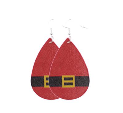 China Environmental Friendly Women Dangle Drop Earrings Christmas Charm Jewelry Print Leather Earrings for sale