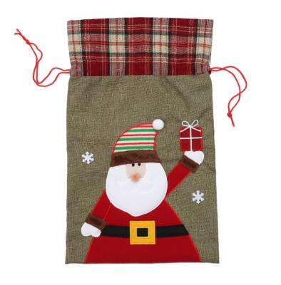 China Hot Sale Recyclable Santa Sack Drawstring Canvas Christmas Bag for sale