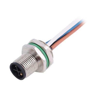 China M12 Wire M12 Signal Connector 5-7.5mm Solder 3pole Wholesale Automotive Penal Mount Cable Waterproof Connector for sale