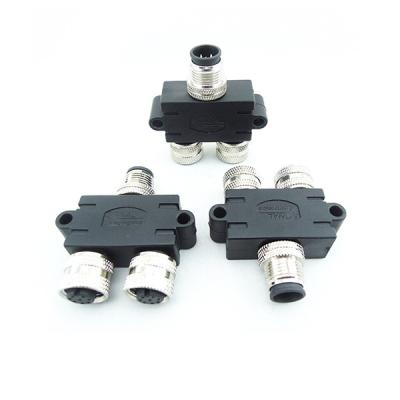 China Automotive M12 splitter female to male plastic t-splitter and connector for sale