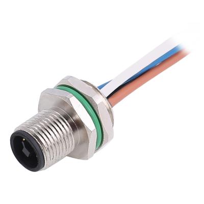 China M12 Automotive T Coding Male Panel Mount Connector 4 Pins Waterproof IP67 / IP68 for sale