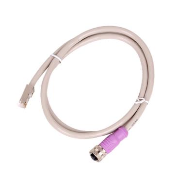 China M12 4pin Automotive M12 Connector Expandable Cord Cable M12 TPU Cable Ethernet for sale