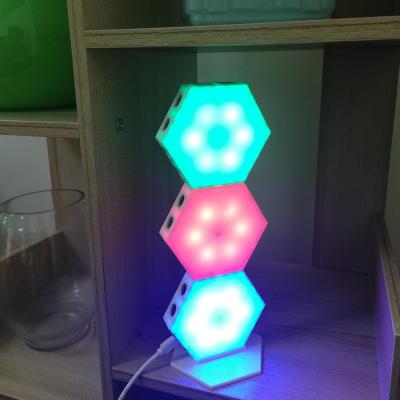 China Creative DIY Hexagon Shape Splicing LED Night Light USB RGBW Decoration Table Lamp Creative Hexagon Shape for sale