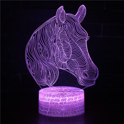 China Factory 16 Indoor Color Changing Touch And Remote Control 3D Horse Led Illusion Night Light Lamp For Kids for sale