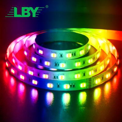 China LBY Smart Remote Wifi Digital Led Strip 5M Roll Lighting Waterproof RGBCW Car 5V Bulk 5050 Rgb Led Strip Light for sale