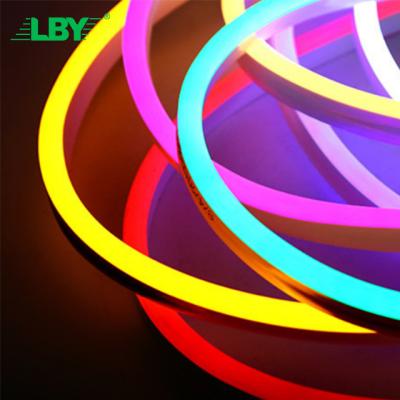 China LBY Dreamcolor Super Bright Side Emitting Flex Led Tube Strips Neon Flexible 5M 12V Led Neon Strip Light For Decoration for sale