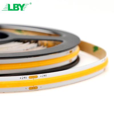 China LBY Dimmable 5M Flip Chip Cob De 9 A12W Led Tiras 12V Led Flex Strip Flexible Sk6812 4Mm 2.8Mm Dual White Cob Led Magic Strip for sale