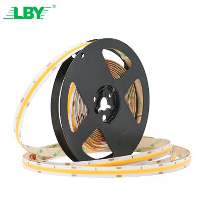 China LBY Led Strip Warm Cob Light Dual White Dc Flexible Bar Lights 12V Ultra Brigh Cob Led Strip Light Waterproof for sale