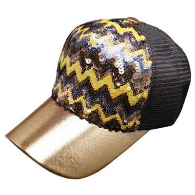 China New JOINT Weave Sequin Baseball Cap Cotton Mesh Hat Outdoor Women Trucket Hats for sale