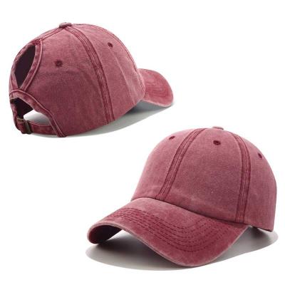 China COMMON Washed Ponytail Baseball Cap Solid Color Sports Sun Visor Covers Sun Protection for sale