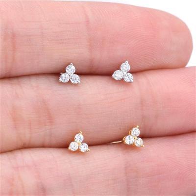 China Minimalist Minimalist Silver CZ Studs Earrings Women Small Earrings Stud Geometric Earrings for sale