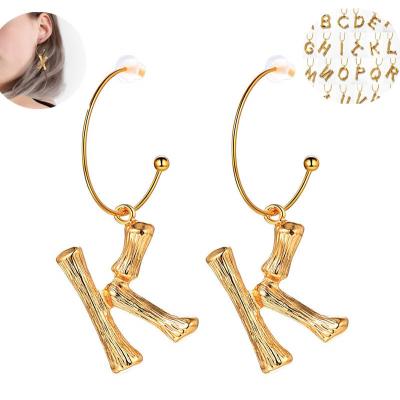 China Hyperbole Women Fashion Exaggerated Earrings Gold Plated Initial Earrings Letter Earrings for sale