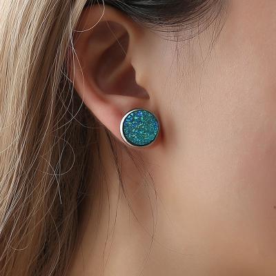 China FASHIONABLE Minimalist Round Stud Earring Women Stainless Steel Stud Earring Women Resin Gems Earrings for sale